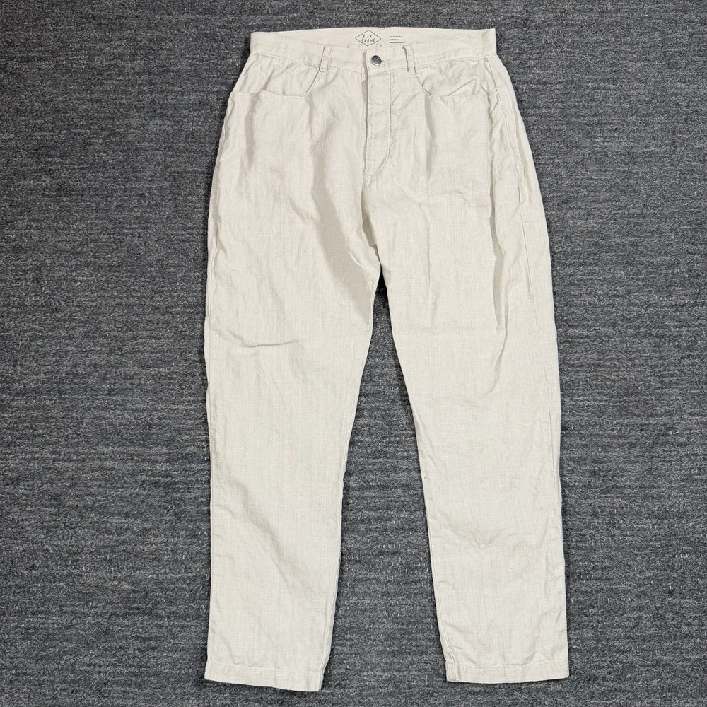 Alex Crane Pants Mens 32x28 Beige Linen Chino Casual Summer Resort 5 Pocket